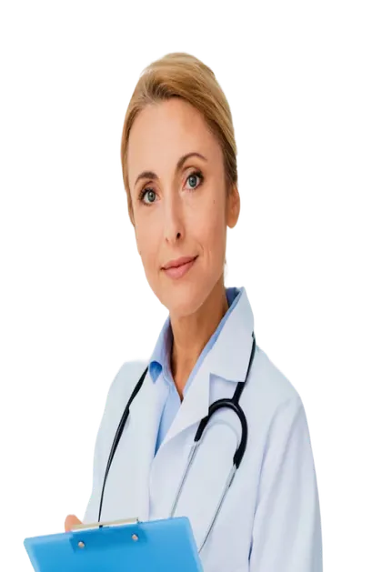 Doctor with a stethoscope — MIS+ brand imagery